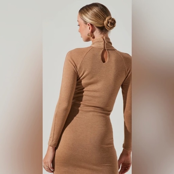 NWT ASTR the label bodycon cutout dress nude basic long sleeve cocktail - Picture 5 of 12